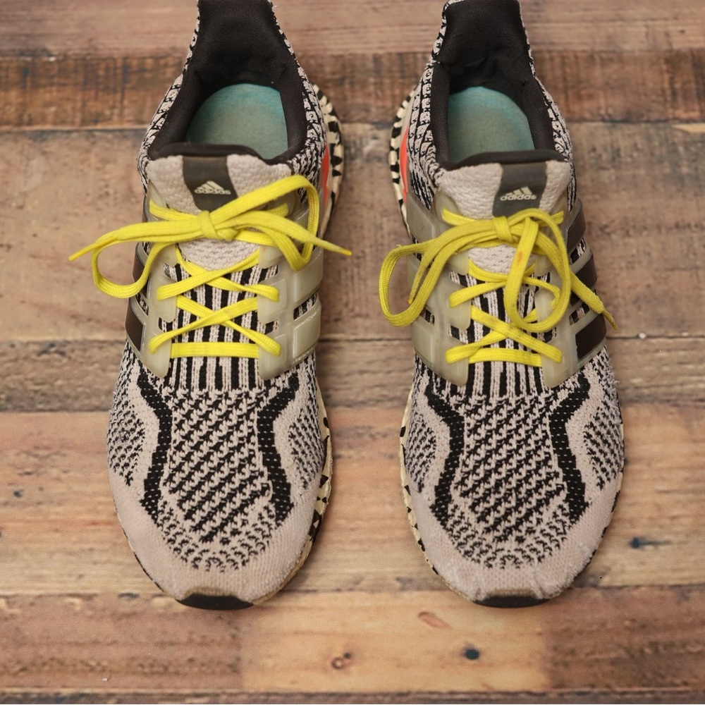 Adidas ultra boost, black, white and yellow 8.5